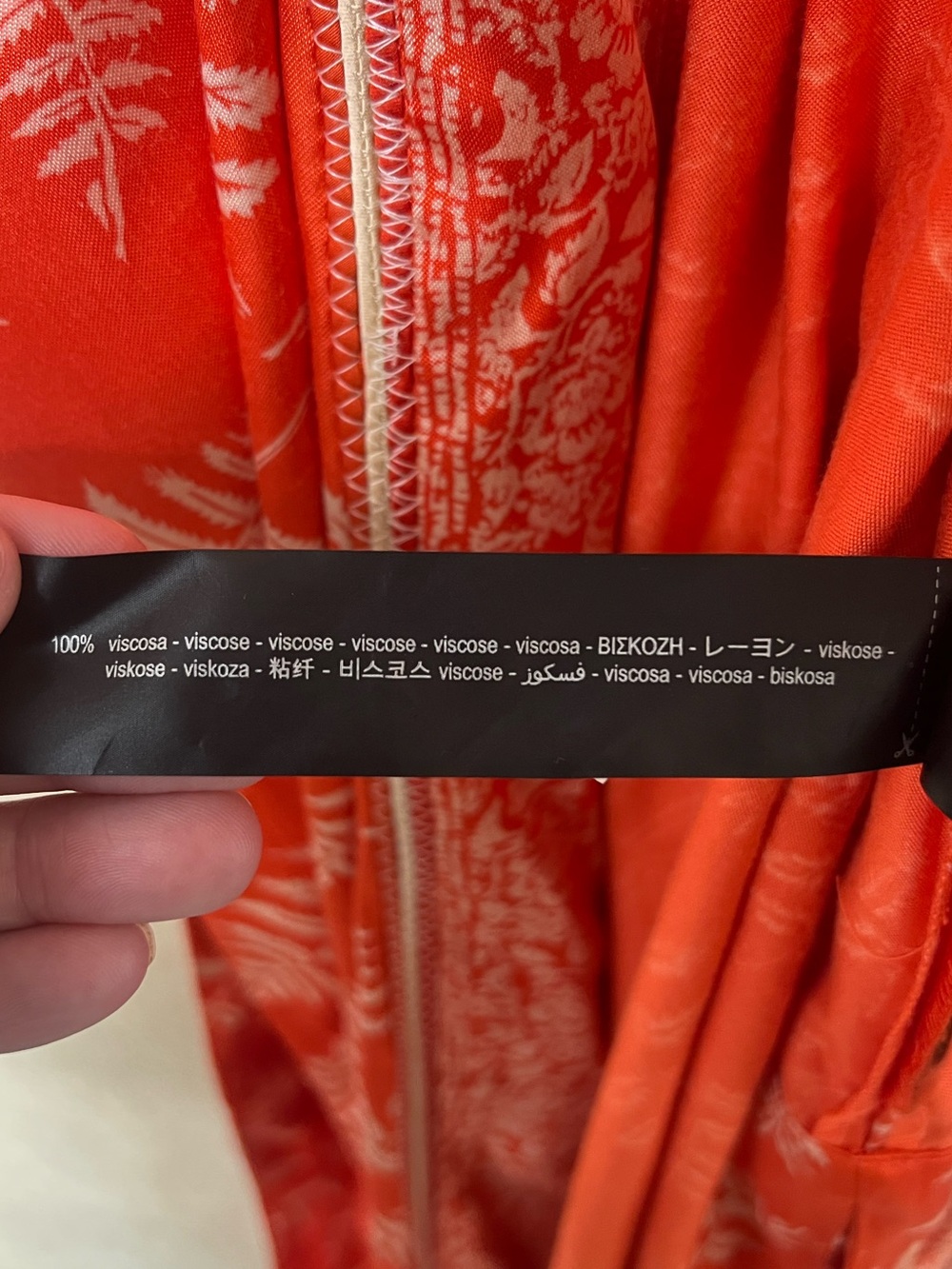 Zara Hanoi orange and white leaf print satin long kimono with waist tie - Picture 16 of 16